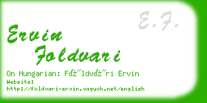 ervin foldvari business card